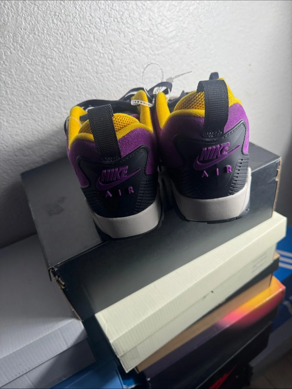 Jordan Kids Multicolor Suede & Mesh Sneakers in Purple, Yellow, Gray, Black